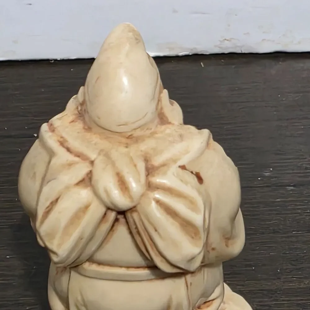 Vtg Asian Japanese Carving Old Man with Fish Cast Fesin Faux Ivory